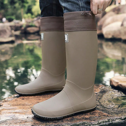 2025 High-Quality Waterproof Material Rain Boots, Adjustable Drawstring Top, Snug Fit No Leakage, Wear-Resistant Anti-Slip, Ideal For Outdoor, Rainy Day Activities