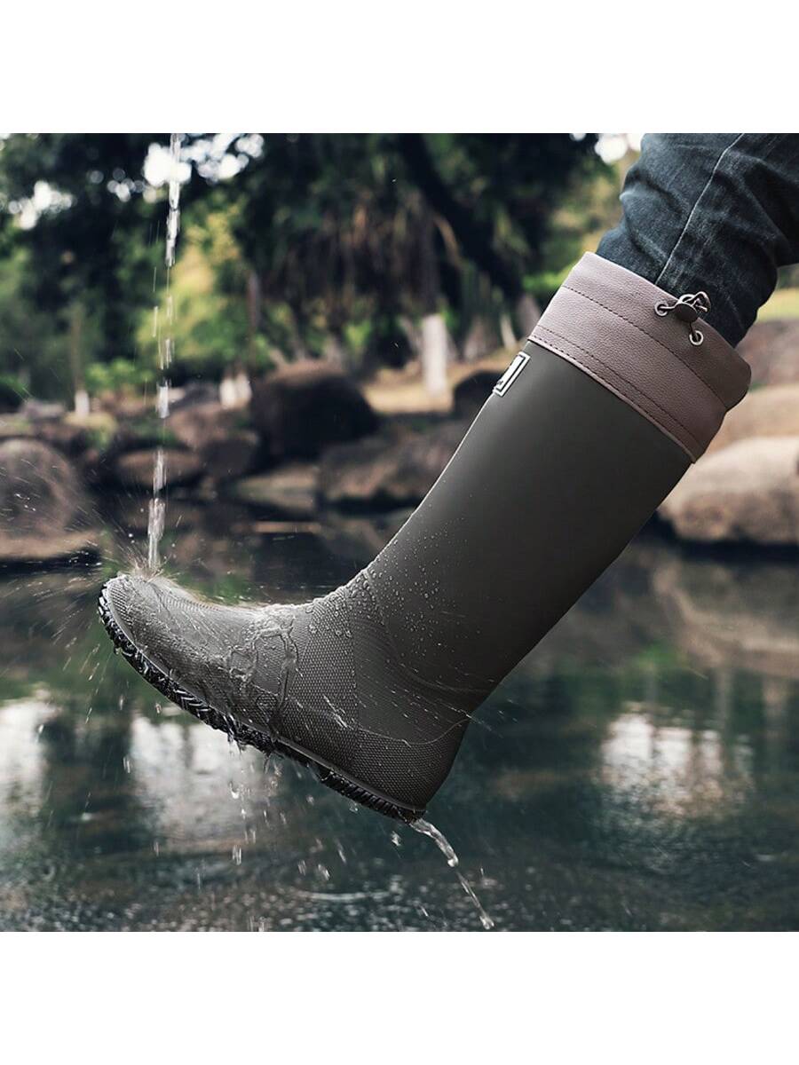 2025 High-Quality Waterproof Material Rain Boots, Adjustable Drawstring Top, Snug Fit No Leakage, Wear-Resistant Anti-Slip, Ideal For Outdoor, Rainy Day Activities