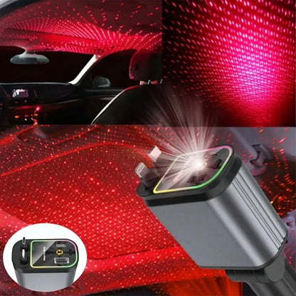 2025 Retractable Car Charger With Projection Light Starry Sky,66W 4 In 1 Super Fast Charge Car Phone Charger,Retractable Cables (31.5 Inch) And 2 USB Ports Car Charger Adapter For IOS,IPad,,Pixel And