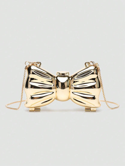 2025 Spring/Summer New Bow Art Yuansu Feng Chain Women's Small Square Bag, Minimalist Shoulder & Crossbody Bag