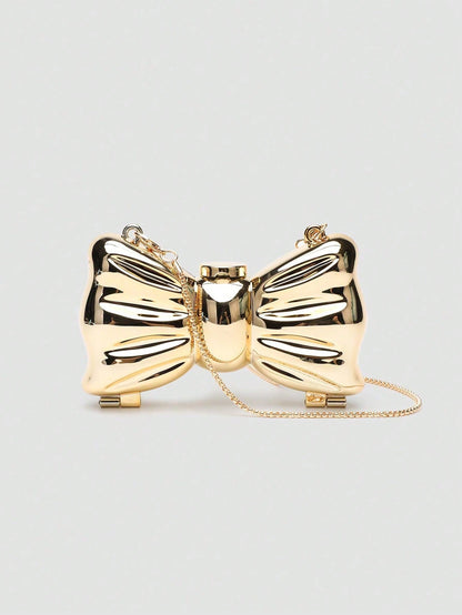 2025 Spring/Summer New Bow Art Yuansu Feng Chain Women's Small Square Bag, Minimalist Shoulder & Crossbody Bag