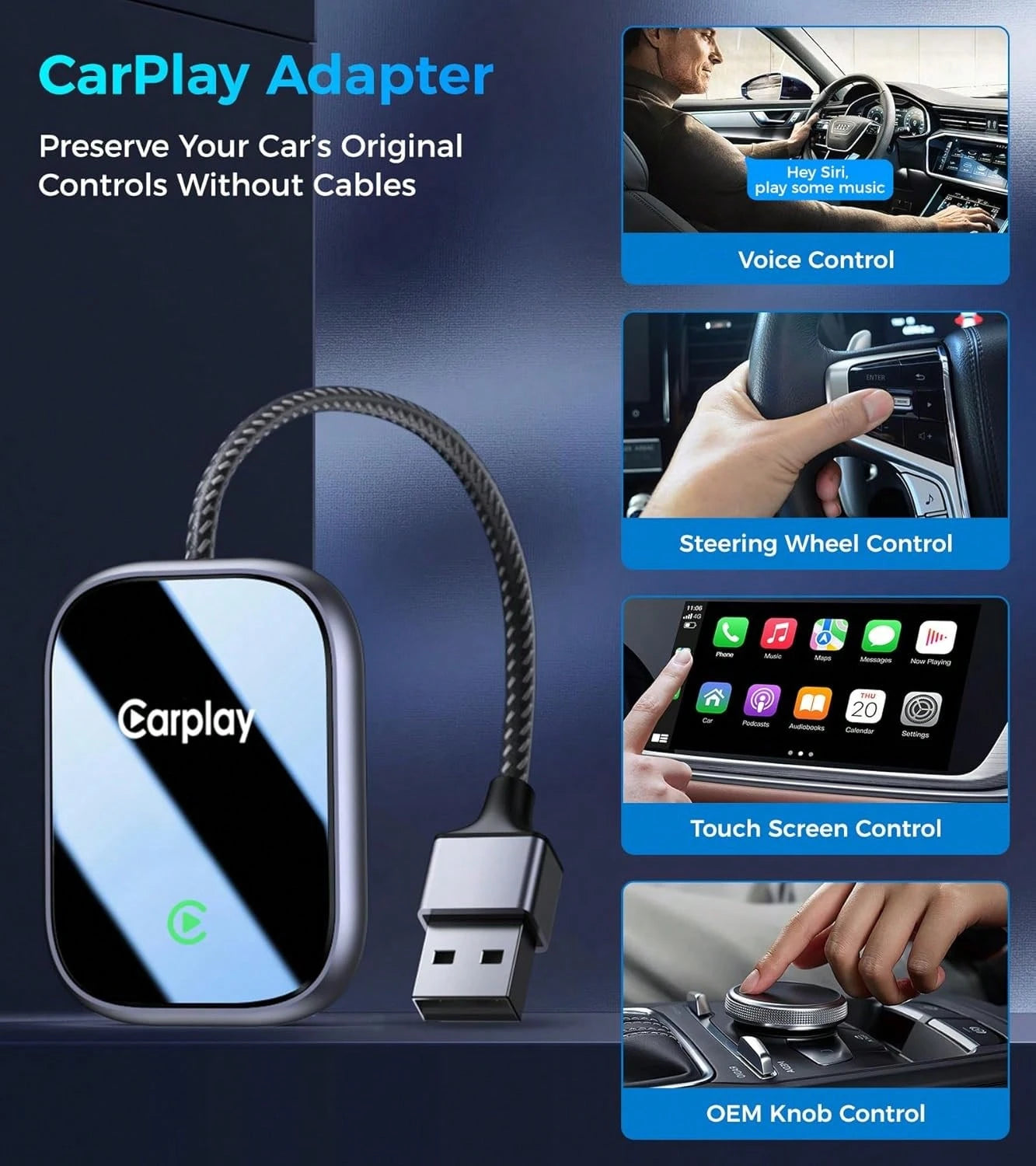2025 Upgraded Wireless CarPlay Adapter For Apple, Converts Wired To Wireless Car Play Adapter, Auto Connect, Mini Size, Compatible With Cars From 2016 & IOS 10+