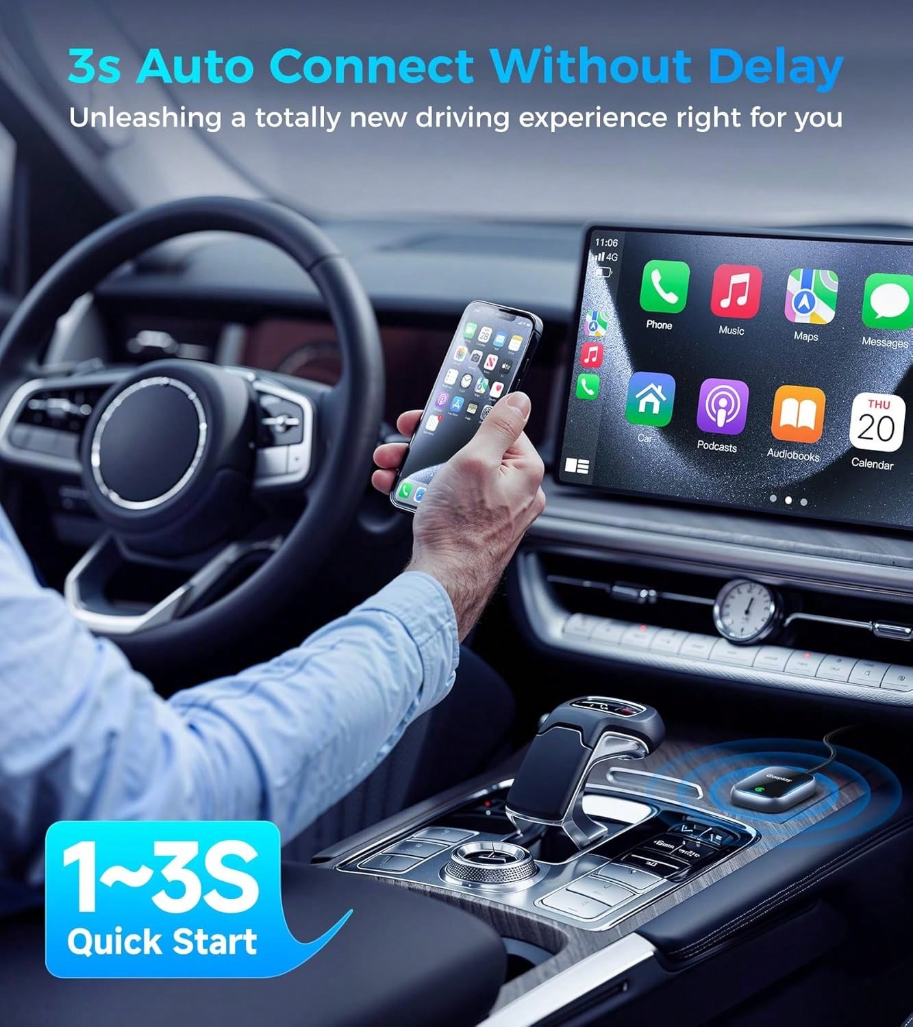 2025 Upgraded Wireless CarPlay Adapter For Apple, Converts Wired To Wireless Car Play Adapter, Auto Connect, Mini Size, Compatible With Cars From 2016 & IOS 10+