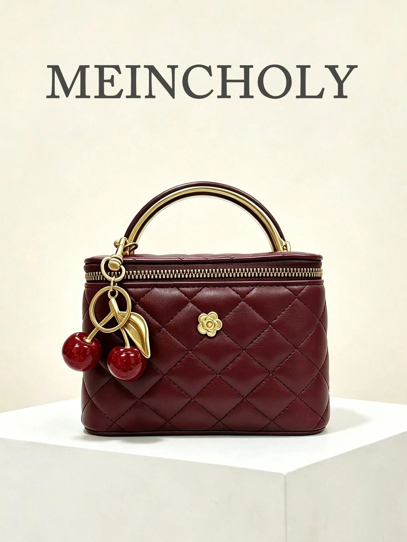 2026 Autumn Burgundy PU Mini Makeup Box Bag, All-Season Portable Handbag With Crossbody And Shoulder Strap For Women Aged 18-40, Suitable For Commuting, Dating, Cafe Gatherings, Travel, Street Shoppin