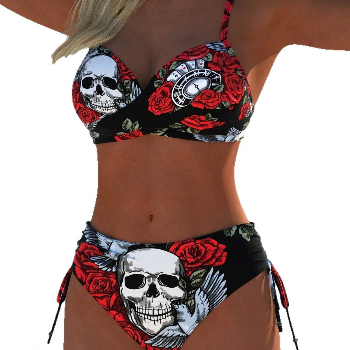 2026 Hot-Selling Summer European And American Sexy Personalized Printed Strap Slim-Fit Tie-Up Bikini Set Swimsuit For Women