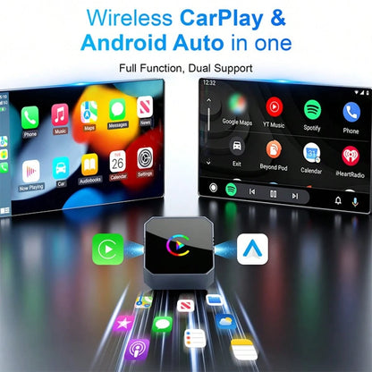 2026 New 2-In-1 Wireless CarPlay & Android Auto Adapter, Fast Connection, Stable Low-Latency, Wired To Wireless, Plug And Play, Car Audio Upgrade Accessory, Compatible With IOS & Android Devices