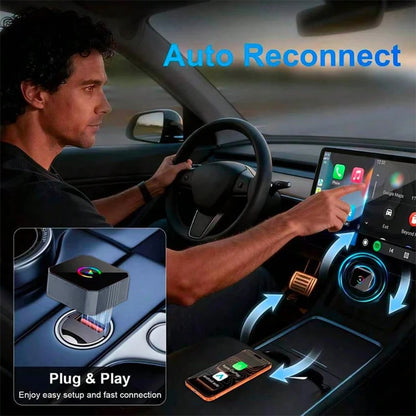 2026 New 2-In-1 Wireless CarPlay & Android Auto Adapter, Fast Connection, Stable Low-Latency, Wired To Wireless, Plug And Play, Car Audio Upgrade Accessory, Compatible With IOS & Android Devices