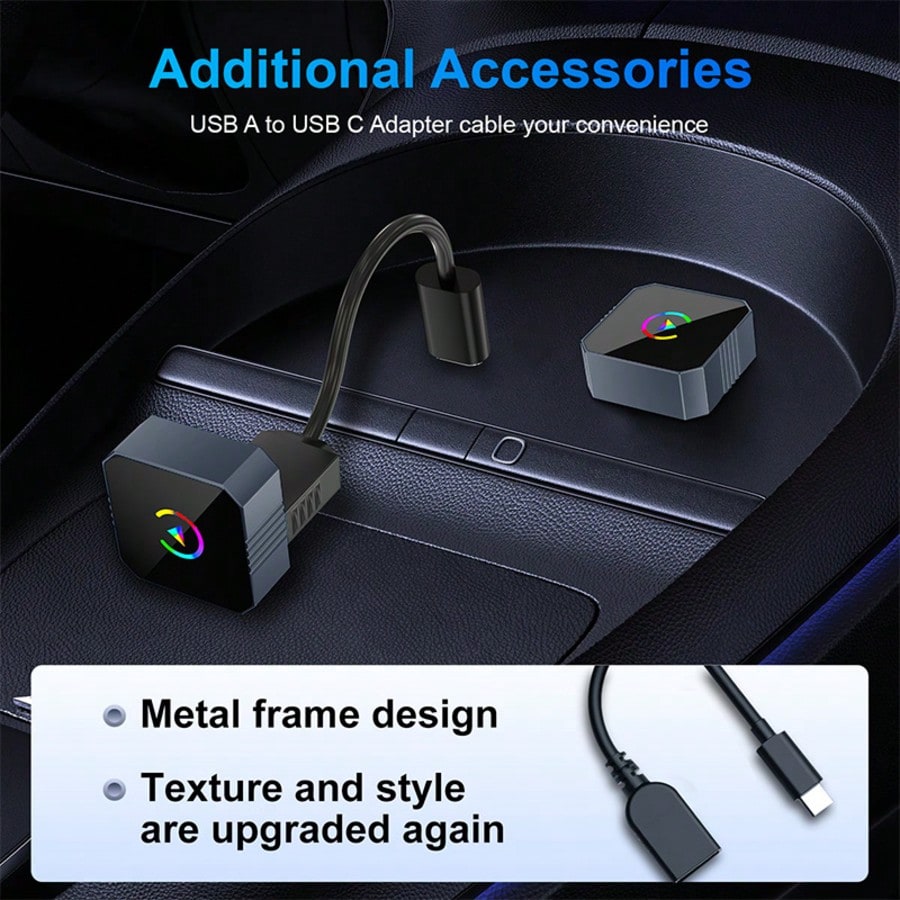 2026 New 2-In-1 Wireless CarPlay & Android Auto Adapter, Fast Connection, Stable Low-Latency, Wired To Wireless, Plug And Play, Car Audio Upgrade Accessory, Compatible With IOS & Android Devices
