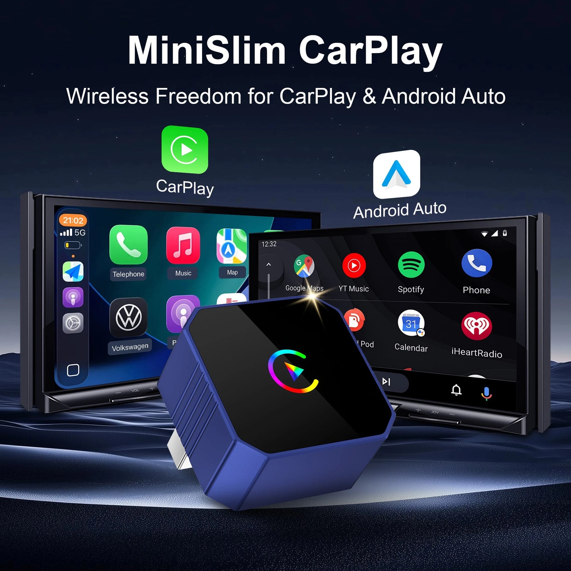 2026 Newest 2-In-1 Wireless CarPlay And Android Auto Car Adapter, Compatible With IOS And Android Devices, Plug And Play, Fast Connection, No Lag, Wireless Adapter