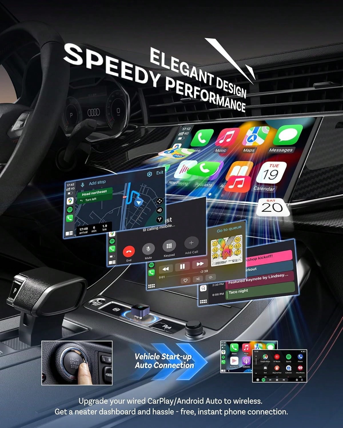 2026 Newest 2-In-1 Wireless CarPlay And Android Auto Car Adapter, Compatible With IOS And Android Devices, Plug And Play, Fast Connection, No Lag, Wireless Adapter