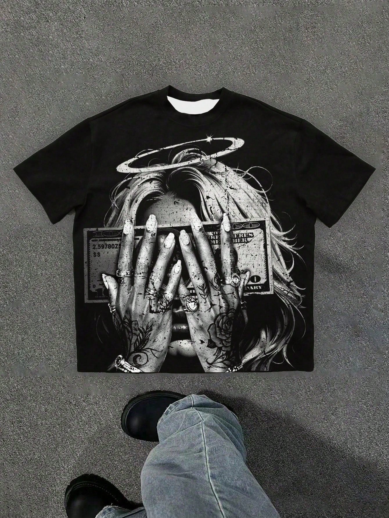 2026 Summer New Men's Manfinity Plus Size Men's Street Fashion Printed Short Sleeve T-Shirtsoft
