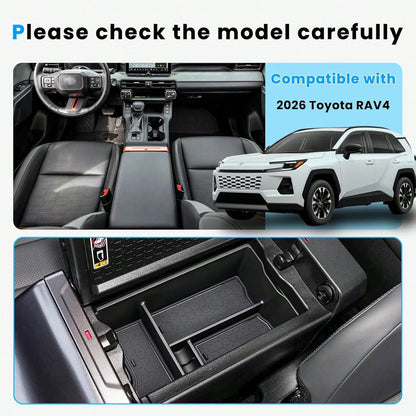 2026 T/O/Y/O/T/A RAV4 Center Console Organizer Tray, ABS Armrest Storage Box Insert Car Interior Accessories