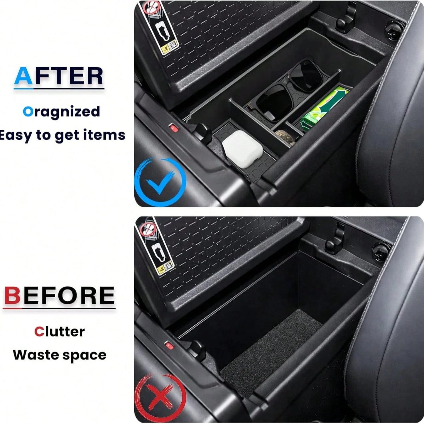 2026 T/O/Y/O/T/A RAV4 Center Console Organizer Tray, ABS Armrest Storage Box Insert Car Interior Accessories