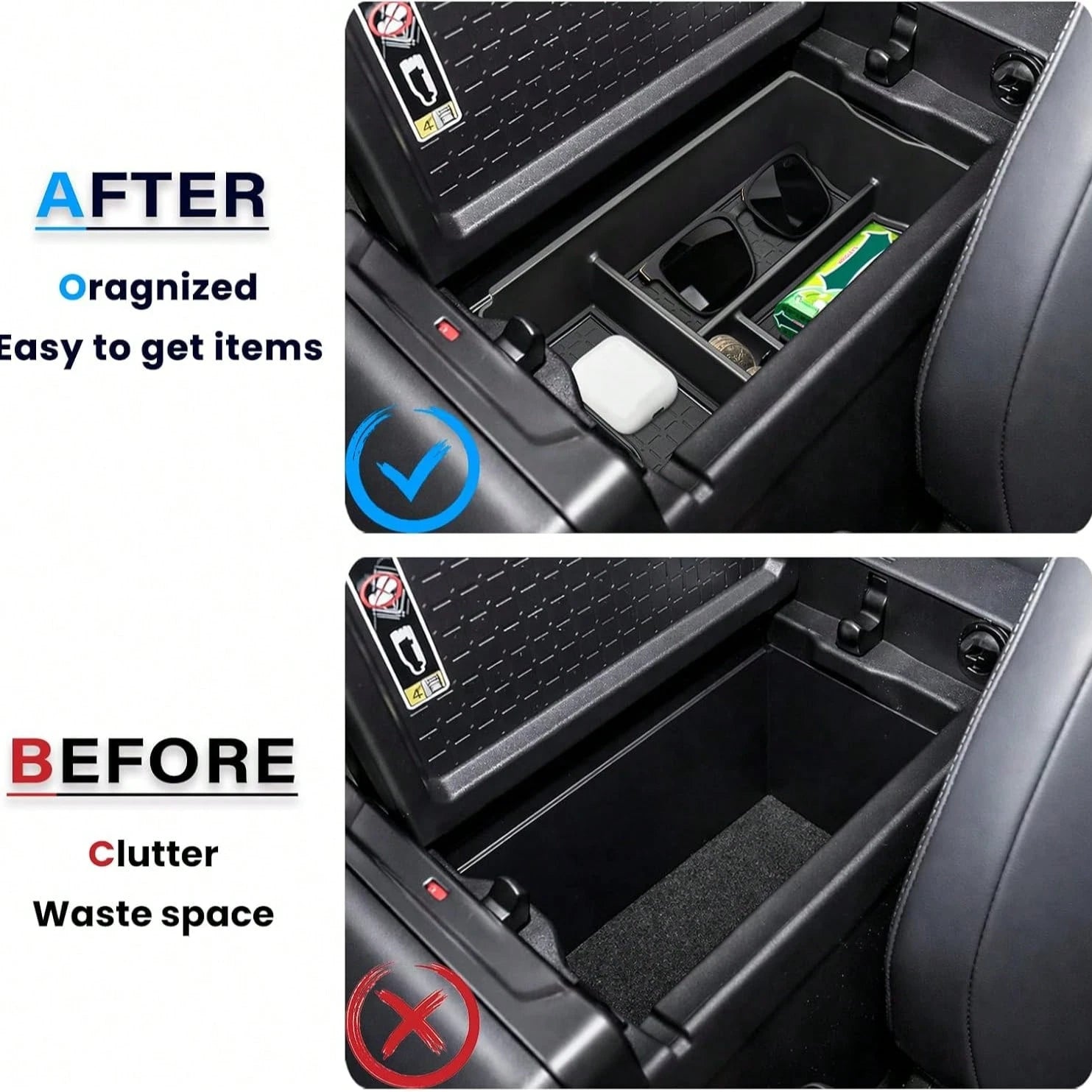 2026 T/O/Y/O/T/A RAV4 Center Console Organizer Tray, ABS Armrest Storage Box Insert Car Interior Accessories