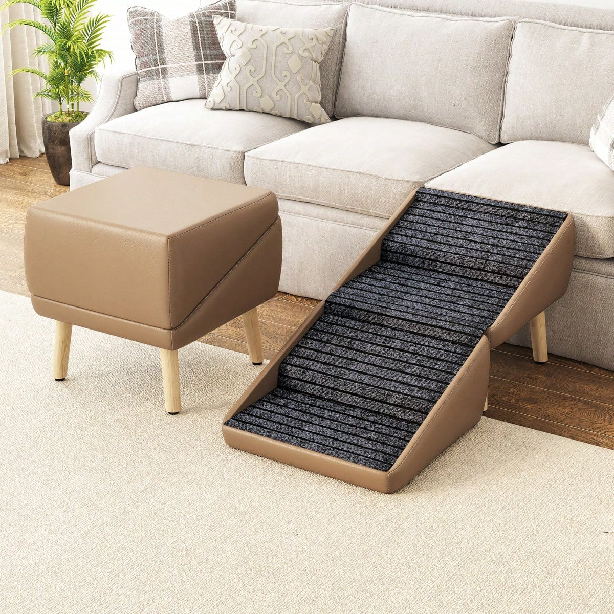 2026 Upgraded Dog Ramp For Couch, Small Dog Ramp For Sofa, 6 Adjustable Height From 14'' To 25", Portable Stable Pet Steps With Non-Slip Pad, Pet Ramps Use For Sofa Couch Stairs