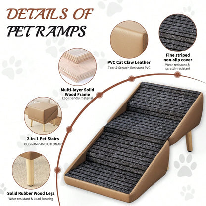 2026 Upgraded Dog Ramp For Couch, Small Dog Ramp For Sofa, 6 Adjustable Height From 14'' To 25", Portable Stable Pet Steps With Non-Slip Pad, Pet Ramps Use For Sofa Couch Stairs