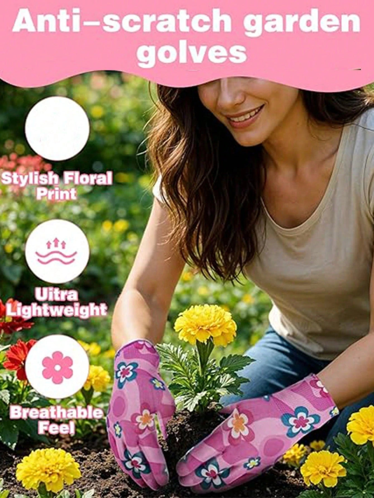 20pcs/10sets Women's Floral Gardening Gloves, Non-Slip Grip Garden Work Gloves, Comfortable Anti- Gardening Gloves, Spring Gift