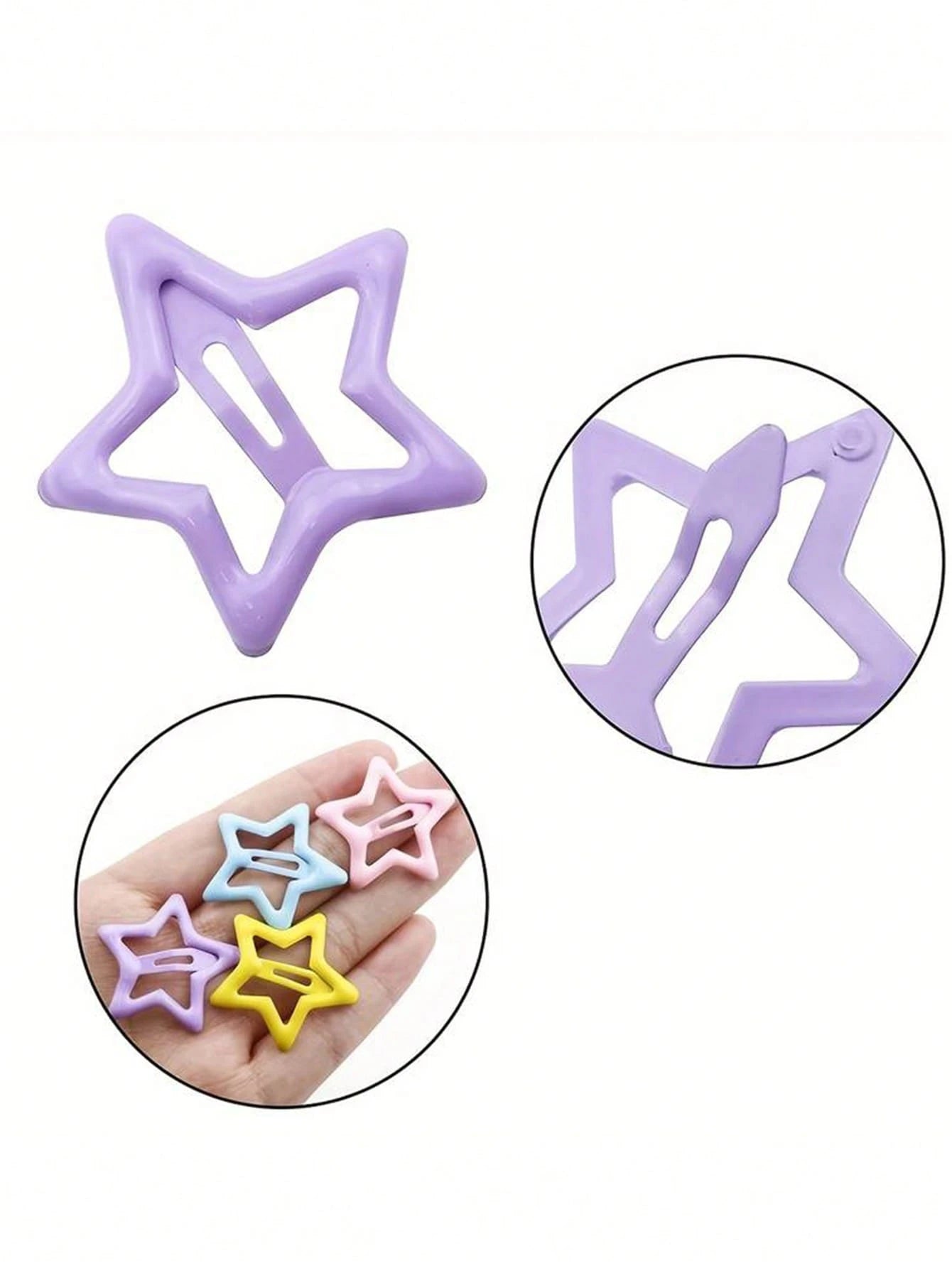 20pcs/Pack Colorful Star Shape Hair Clips, Cute Hair Accessories For Baby & Kids