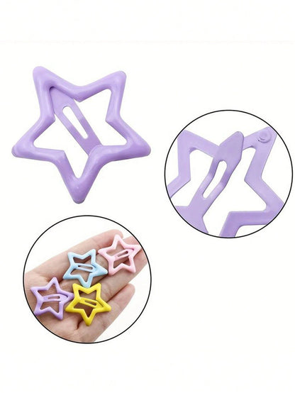 20pcs/Pack Colorful Star Shape Hair Clips, Cute Hair Accessories For Baby & Kids