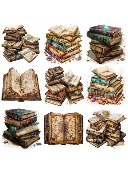 20PCS Retro Magic Books Stickers Pack Varied For DIY Crafts Projects Scrapbooking Luggage Laptop Notebook Journaling Photo Album Decor Stationery Accessories Aesthetic Decoration Decals