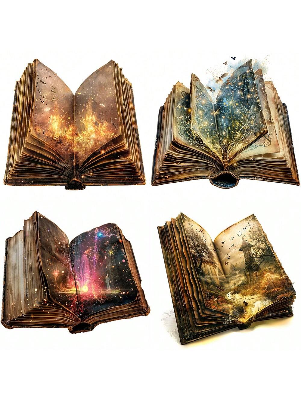 20PCS Retro Magic Books Stickers Pack Varied For DIY Crafts Projects Scrapbooking Luggage Laptop Notebook Journaling Photo Album Decor Stationery Accessories Aesthetic Decoration Decals