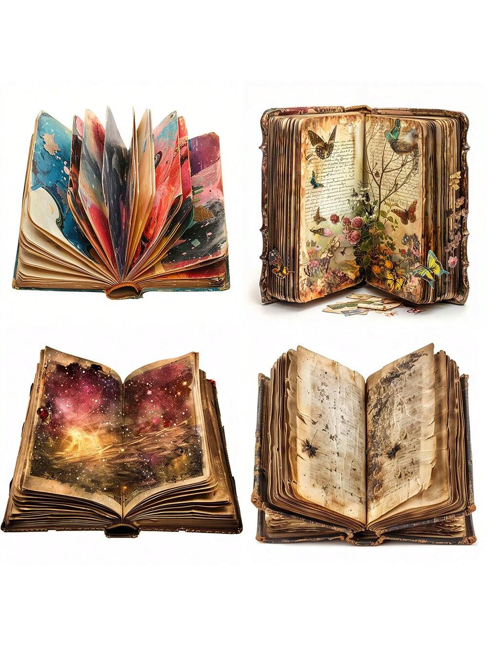 20PCS Retro Magic Books Stickers Pack Varied For DIY Crafts Projects Scrapbooking Luggage Laptop Notebook Journaling Photo Album Decor Stationery Accessories Aesthetic Decoration Decals