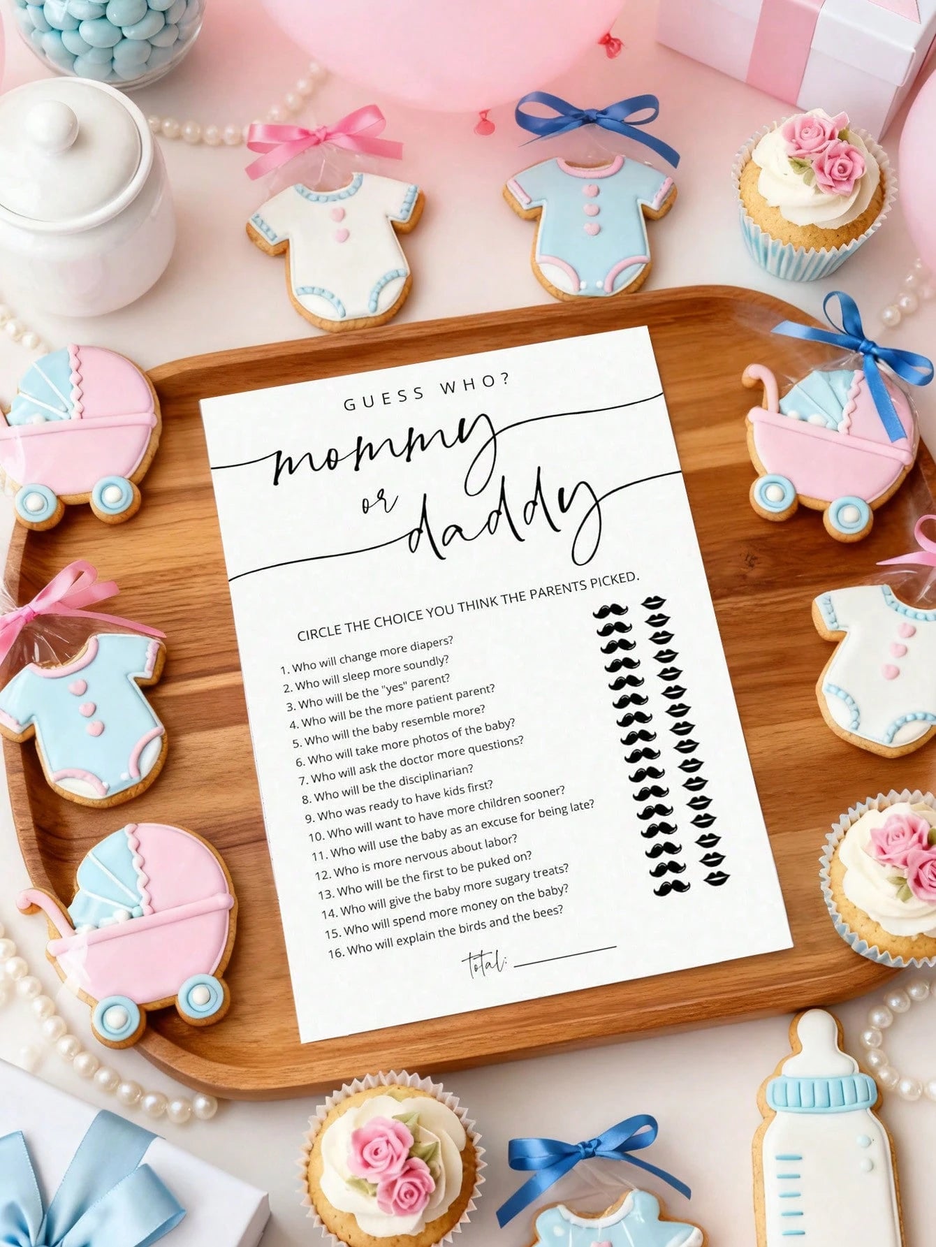 20pcs "Who's Mommy Or Daddy" Game Cards, Baby Shower Party Games, Fun Baby Shower Games And Activities, Suitable For Boys Or Girls