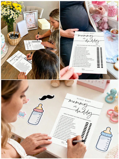20pcs "Who's Mommy Or Daddy" Game Cards, Baby Shower Party Games, Fun Baby Shower Games And Activities, Suitable For Boys Or Girls