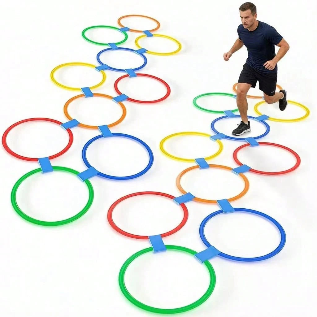21pcs Agility Ladder Ring Set, 38CM Speed Training Obstacle Rings, Non-Slip Football Training Cones, Sports Training Fitness Equipment