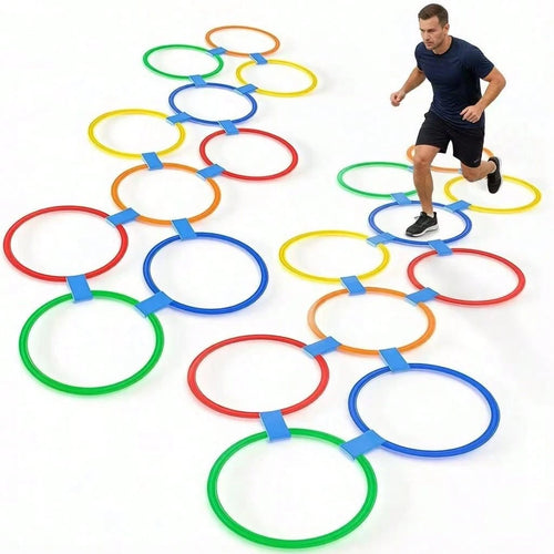 21pcs Agility Ladder Ring Set, 38CM Speed Training Obstacle Rings, Non-Slip Football Training Cones, Sports Training Fitness Equipment