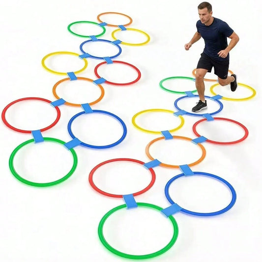 21pcs Agility Ladder Ring Set, 38CM Speed Training Obstacle Rings, Non-Slip Football Training Cones, Sports Training Fitness Equipment