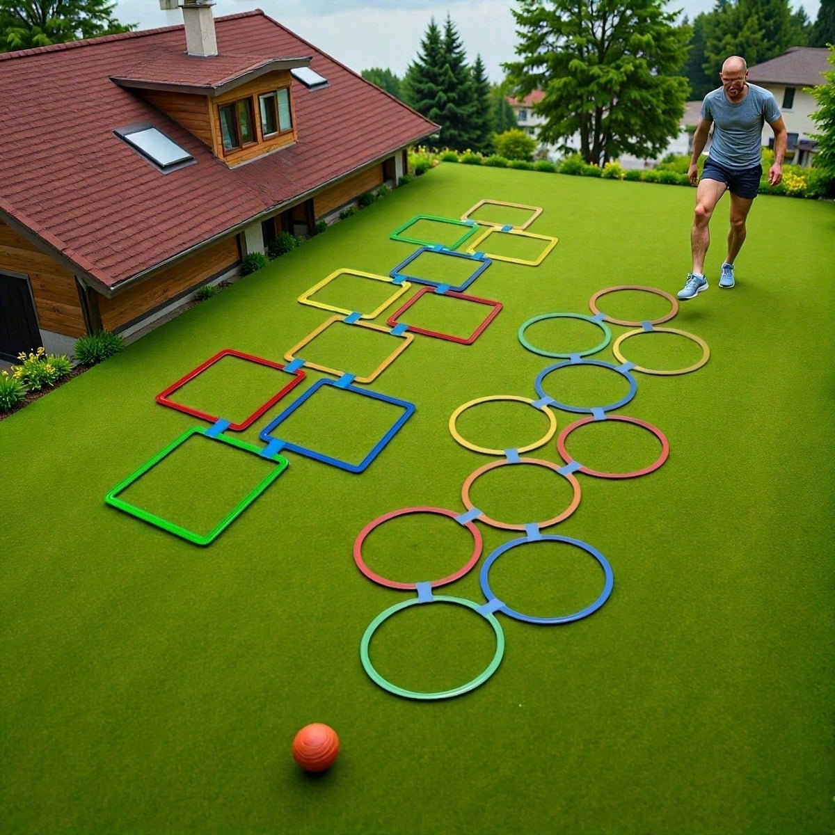 21pcs Agility Ladder Ring Set, 38CM Speed Training Obstacle Rings, Non-Slip Football Training Cones, Sports Training Fitness Equipment
