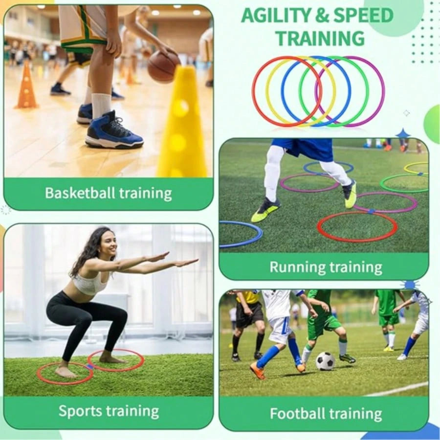 21pcs Agility Ladder Ring Set, 38CM Speed Training Obstacle Rings, Non-Slip Football Training Cones, Sports Training Fitness Equipment