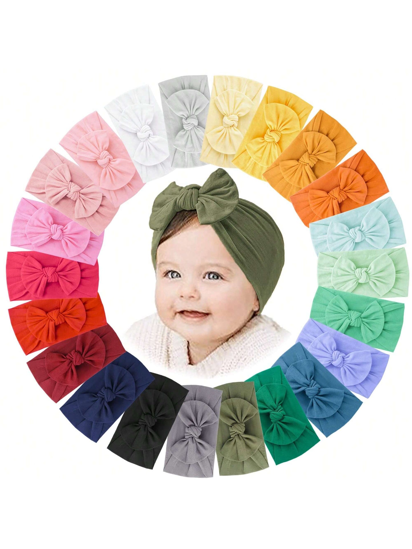 22 PCS Baby Headbands Soft Nylon Hairbands With Bows Girls Hair Accessories For Newborn Infant Toddler Kids Handmade,Baby Bows,Baby Girl Bows