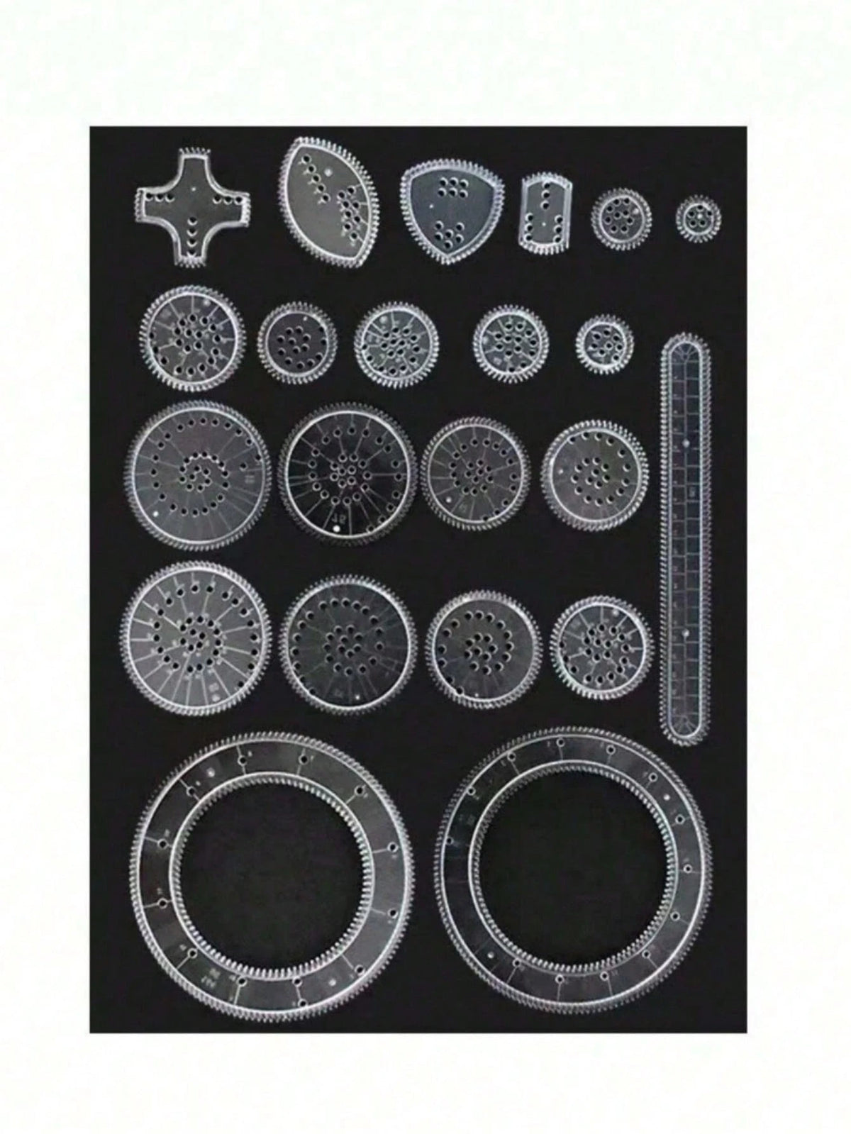 22pcs Educational Drawing Drawing Template Ruler Educational Toy Set- Interlocking Gears And Wheels Drawing Accessories With Ruler- Develops Fine Motor Skills And Creativity