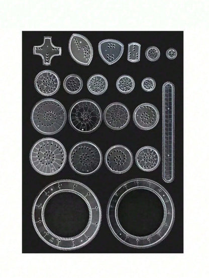 22pcs Educational Drawing Drawing Template Ruler Educational Toy Set- Interlocking Gears And Wheels Drawing Accessories With Ruler- Develops Fine Motor Skills And Creativity
