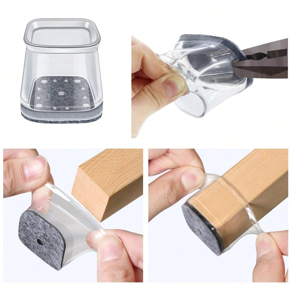 24PCS Chair Leg Floor Protectors Furniture Sliders, Silicone Chair Leg Covers Caps For Hardwood Tile Floors,Protect The Floor From Scratches And Reduce Noise,Square