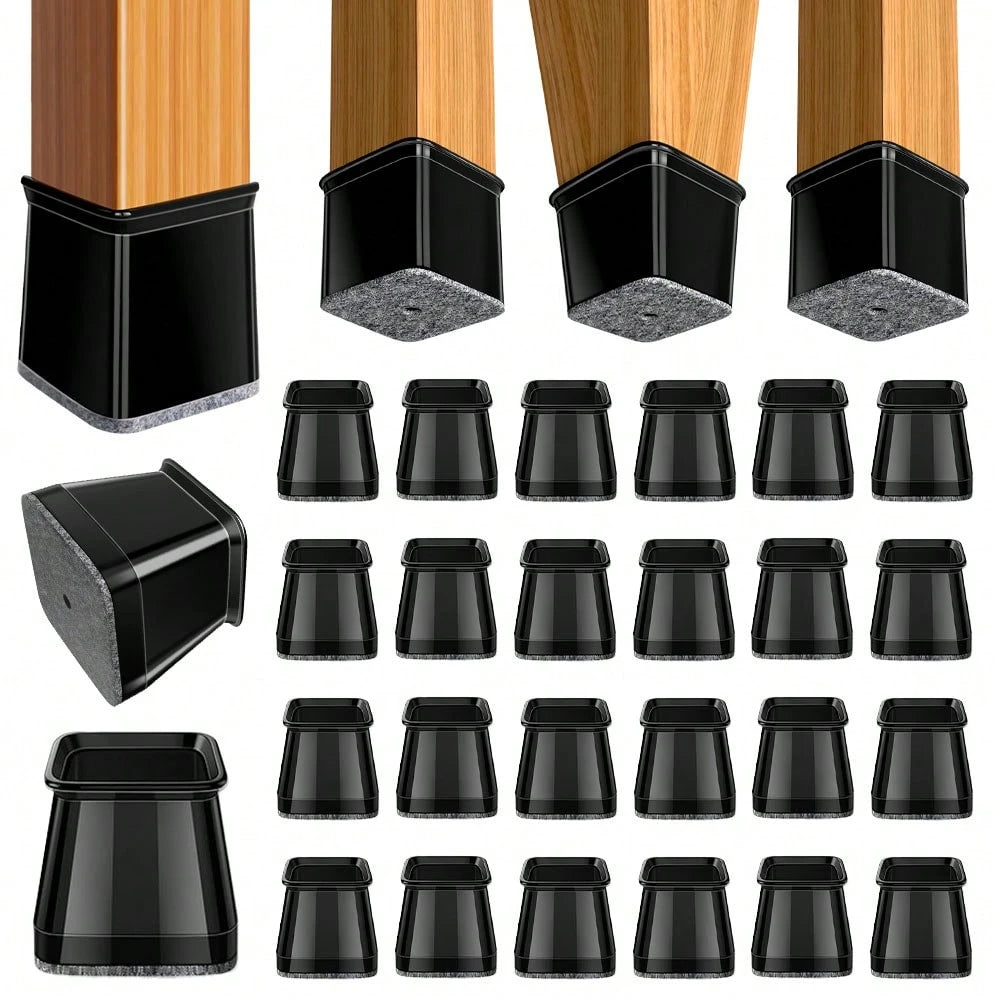 24PCS Chair Leg Floor Protectors Furniture Sliders, Silicone Chair Leg Covers Caps For Hardwood Tile Floors,Protect The Floor From Scratches And Reduce Noise,Square