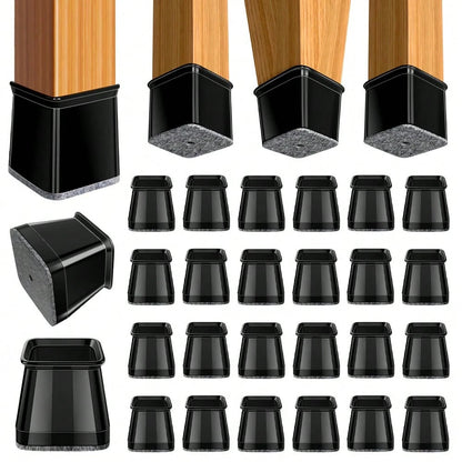 24PCS Chair Leg Floor Protectors Furniture Sliders, Silicone Chair Leg Covers Caps For Hardwood Tile Floors,Protect The Floor From Scratches And Reduce Noise,Square