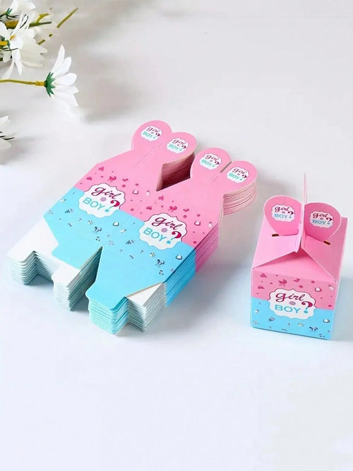 24pcs/Set Baby Gender Reveal Party Box For Boy Or Girl, Table Decorations Baby Shower Family Decorations Gifts