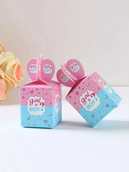 24pcs/Set Baby Gender Reveal Party Box For Boy Or Girl, Table Decorations Baby Shower Family Decorations Gifts