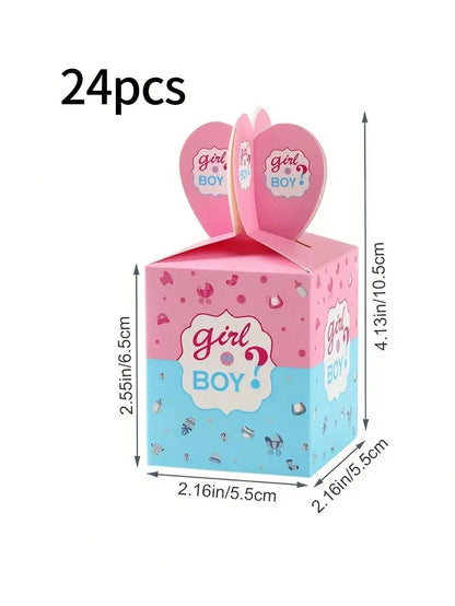 24pcs/Set Baby Gender Reveal Party Box For Boy Or Girl, Table Decorations Baby Shower Family Decorations Gifts
