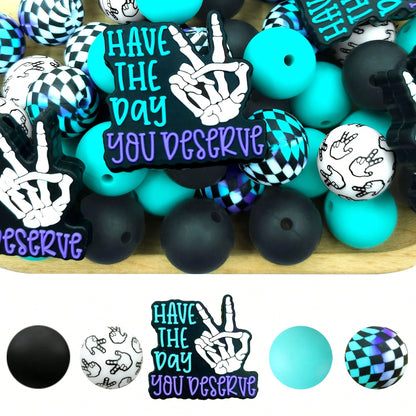 25/34/44PCS Skull Theme Silicone Beads Set, Skull Gesture Skull Head Shaped Loose Beads For DIY Beaded Necklace, Bracelet, Pen Decoration, Jewelry Pendant, Halloween Gift, Beads & Bead Assortments