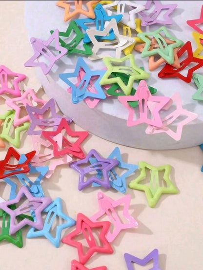 25/50/80pcs Random Color Star Hair Clips, Y2K Style Hair Accessories For Girls Daily Wear And Party, Birthday Gift, Christmas Gift