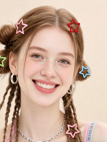 25/50/80pcs Random Color Star Hair Clips, Y2K Style Hair Accessories For Girls Daily Wear And Party, Birthday Gift, Christmas Gift