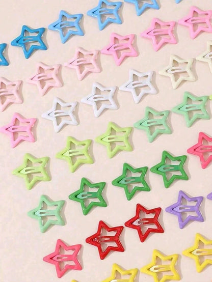 25/50/80pcs Random Color Star Hair Clips, Y2K Style Hair Accessories For Girls Daily Wear And Party, Birthday Gift, Christmas Gift