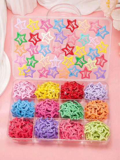 25/50/80pcs Random Color Star Hair Clips, Y2K Style Hair Accessories For Girls Daily Wear And Party, Birthday Gift, Christmas Gift