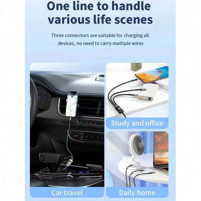 250W Multi-Port Fast Car Charger + All-In-One Charging Cable Set,Charge 6 Devices Simultaneously| Universal For All Cars| Smart Chip Braided Cable