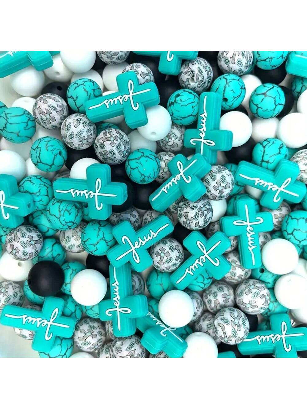 25PCS Highland Cow, Cross Vintage Pattern Silicone Beads Set, Suitable For DIY Crafts, Bracelet, Keychain And Jewelry Making- Silicone Material, Various Shapes And Sizes, Fashionable Animal Design, M