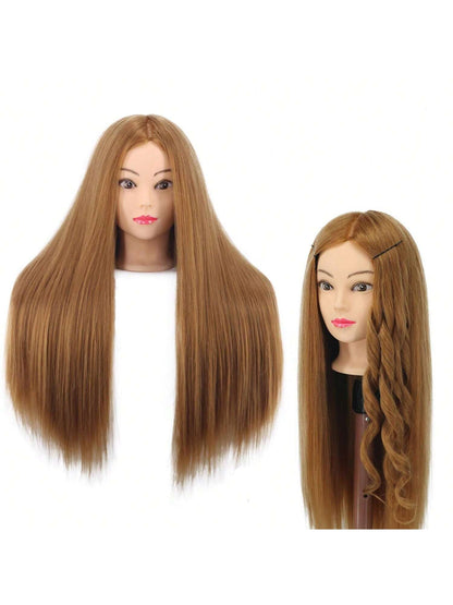 26 Inch Smooth Hairstyle Training Head Model, Cosmetology Mannequin Head For Straight Hair, Braiding, Curling, Cutting Practice, Christmas Gift